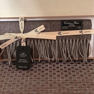 Italian 80% Wool 20% Cashmere Scarf for men size 11”x71”